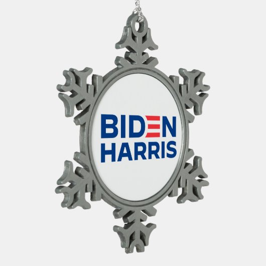 Biden Harris Schneeflocken Zinn-Ornament (Links)