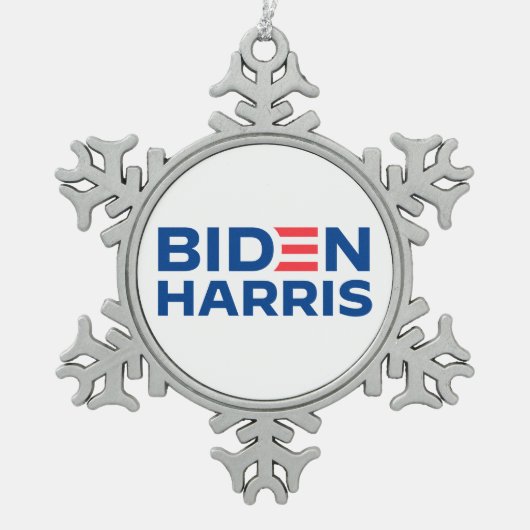 Biden Harris Schneeflocken Zinn-Ornament (Vorderseite)