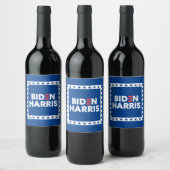 Biden / Harris Stars Frame White Blue Weinetikett (Flaschen)