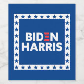 Biden / Harris Stars Frame White Blue Weinetikett (Einzelnes Label)