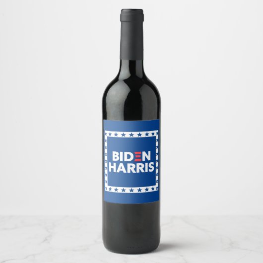 Biden / Harris Stars Frame White Blue Weinetikett (Vorderseite)