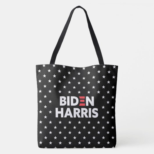 Biden / Harris Stars Muster Schwarz / Weiß Tasche (Rückseite)