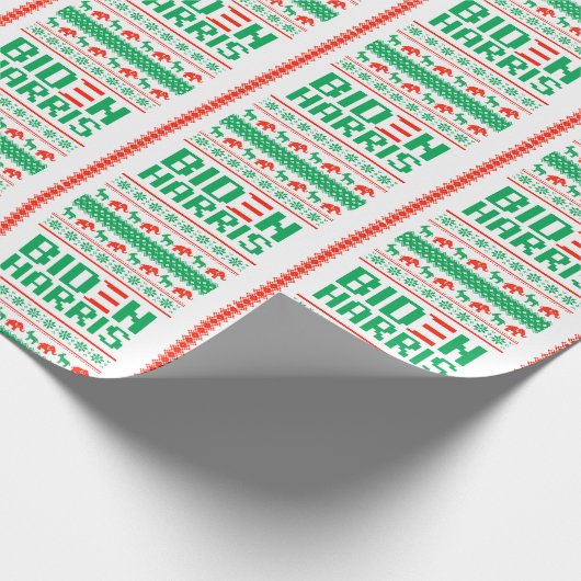 BIDEN HARRIS UGLY CHRISTMAS SWEATER (grün) Geschenkpapier (Ecke)