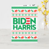 BIDEN HARRIS UGLY CHRISTMAS SWEATER (grün) Karte (Gelbe Blume)