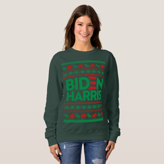 BIDEN HARRIS UGLY CHRISTMAS SWEATER (grün) Sweatshirt (Vorne ganz)