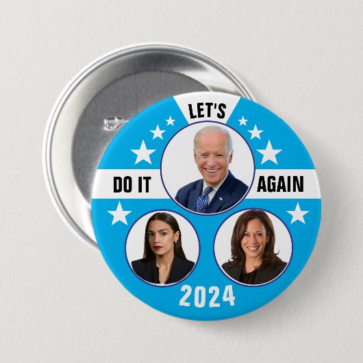 Biden Harris und AOC 2024 Button (Vorne & Hinten)