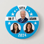 Biden Harris und AOC 2024 Button (Vorderseite)
