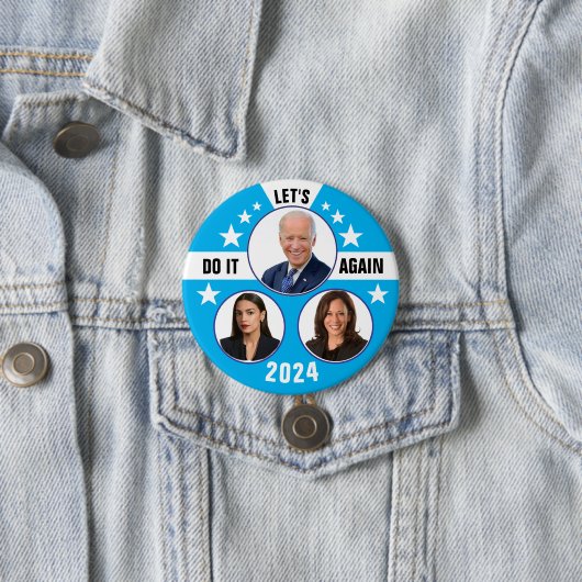 Biden Harris und AOC 2024 Button (Beispiel)