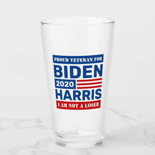 Biden Harris Veterans kein Loser Glass Glas (Vorderseite)