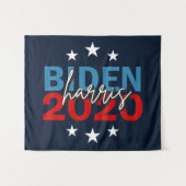 Biden Harris Wahlkampagne 2020 - Blauer Hintergrun Wandteppich (Vorderseite (Horizontal))