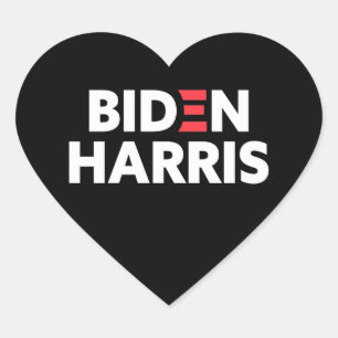 Biden/Harris-Wahlkampagne Schwarz/Weiß Herz-Aufkleber