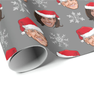 Biden Harris Weihnachtsmannmütze Pattern Geschenkpapier