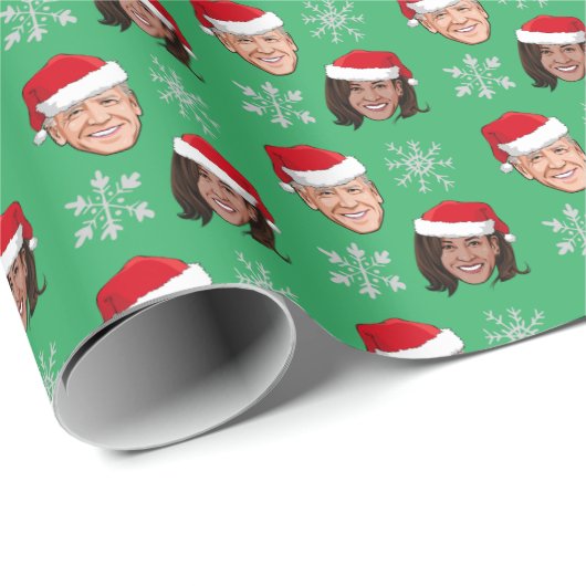 Biden Harris Weihnachtsmannmütze Pattern Geschenkpapier (Rolleneckpunkt)