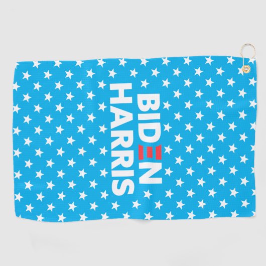 Biden Harris White Star Pattern Blue Golfhandtuch (Horizontal)