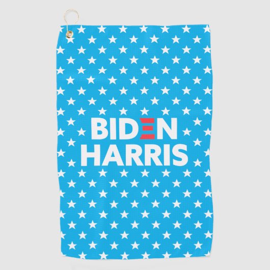 Biden Harris White Star Pattern Blue Golfhandtuch (Vorderseite)