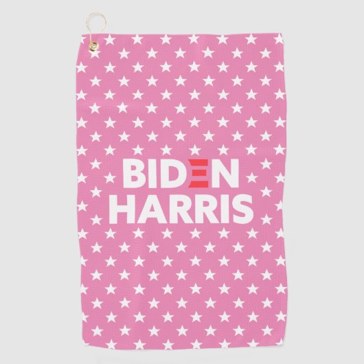 Biden Harris White Star Pattern Pink Golfhandtuch (Vorderseite)