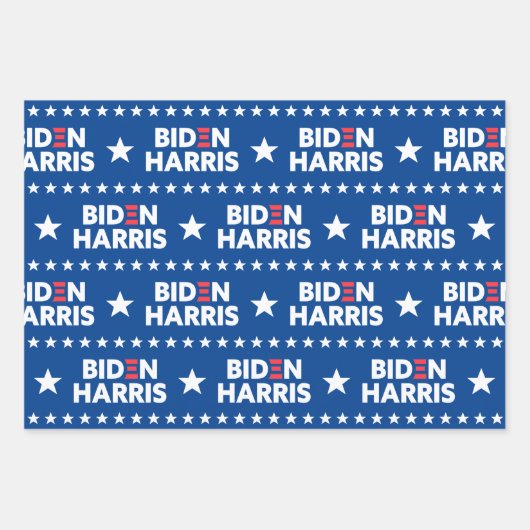 Biden / Harris White Stars Muster Blau Geschenkpapier Set (Vorderseite 3)
