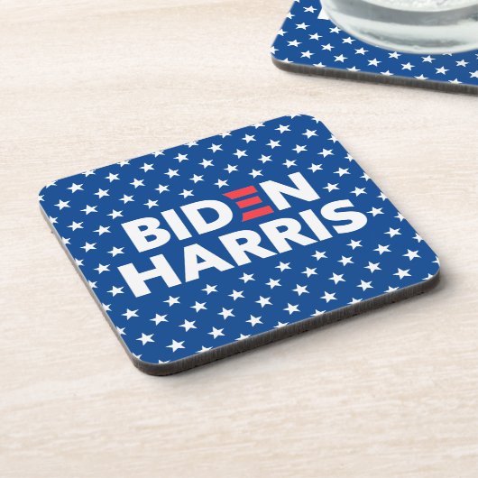 Biden / Harris White Stars Muster Blau Getränkeuntersetzer (Linke Seite)