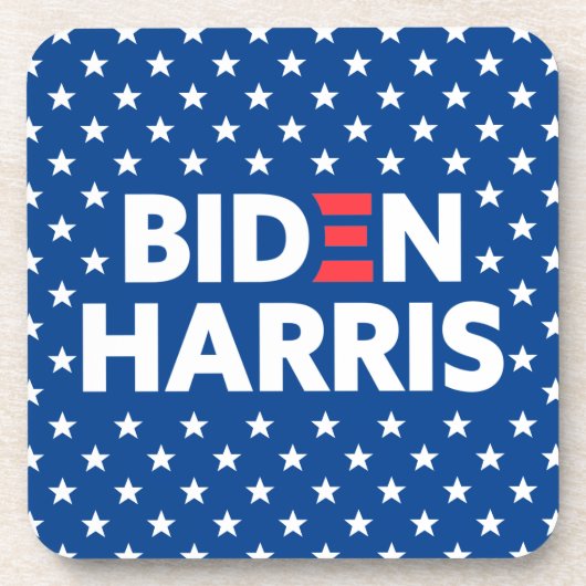 Biden / Harris White Stars Muster Blau Getränkeuntersetzer (Vorderseite)