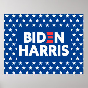 Biden / Harris White Stars Muster Blau Poster