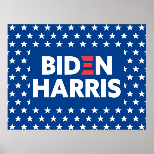 Biden / Harris White Stars Muster Blau Poster (Vorne)