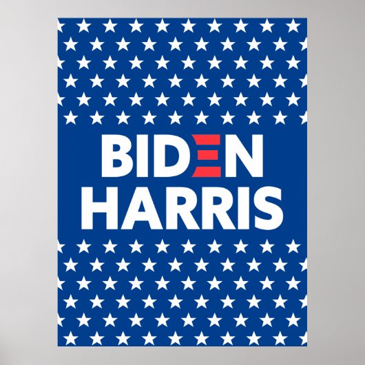 Biden / Harris White Stars Muster Blau Poster (Vorne)