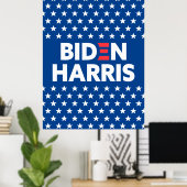 Biden / Harris White Stars Muster Blau Poster (Heimbüro)