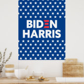 Biden / Harris White Stars Muster Blau Poster (Küche)