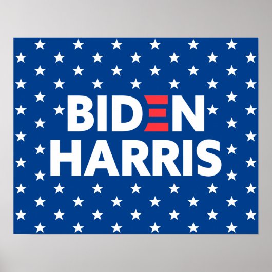 Biden / Harris White Stars Muster Blau Poster (Vorne)