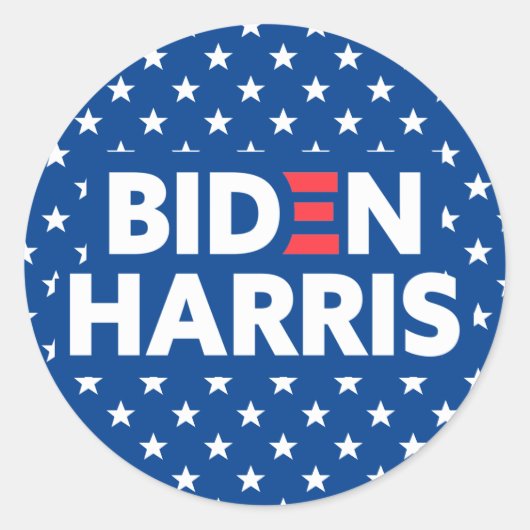 Biden / Harris White Stars Muster Blau Runder Aufkleber (Vorderseite)