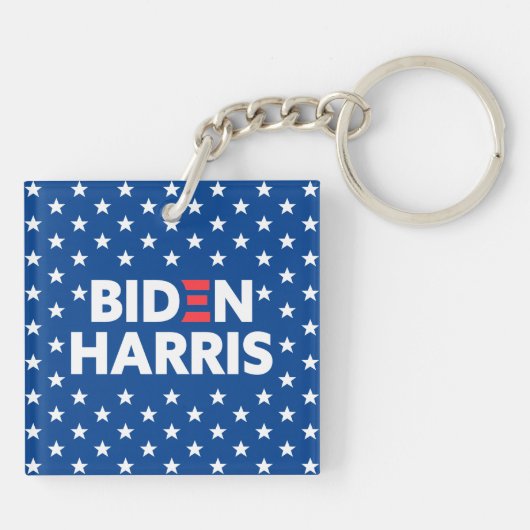 Biden / Harris White Stars Muster Blau Schlüsselanhänger (Rückseite)
