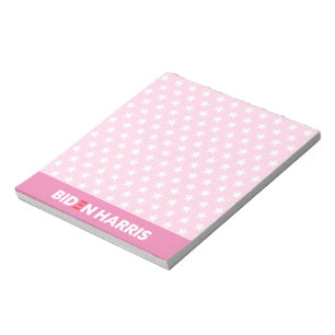Biden Harris White Stars Pattern Baby Pink Notizblock