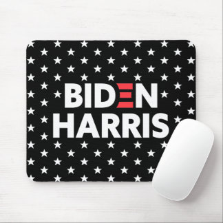 Biden Harris White Stars Pattern Black Mousepad