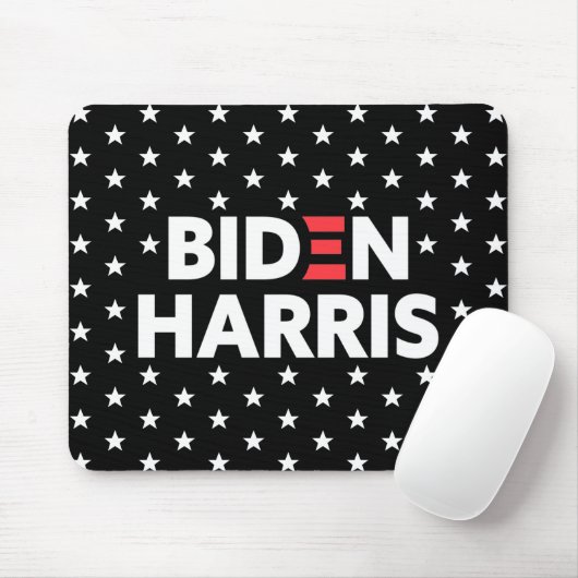 Biden Harris White Stars Pattern Black Mousepad (Mit Mouse)