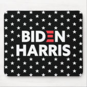Biden Harris White Stars Pattern Black Mousepad (Vorne)