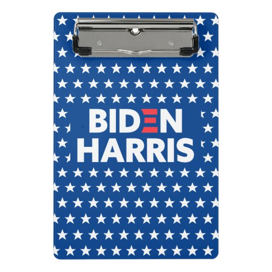 Biden Harris White Stars Pattern Blau Mini Klemmbrett (Vorderseite)