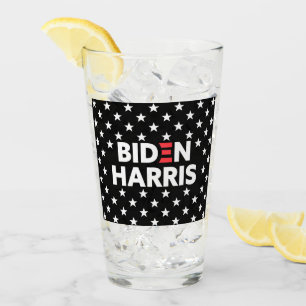 Biden / Harris White Stars Pattern Schwarz Glas