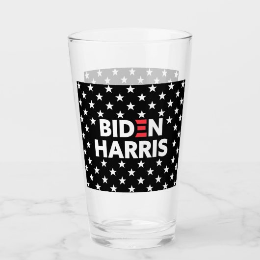 Biden / Harris White Stars Pattern Schwarz Glas (Vorderseite)