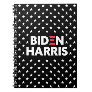 Biden / Harris White Stars Pattern Schwarz Notizblock