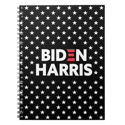 Biden / Harris White Stars Pattern Schwarz Notizblock (Vorderseite)