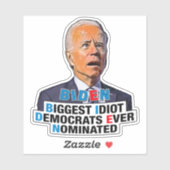 Biden-Idiot - lustige Anti-Biden Pro Trump 2024 Aufkleber (Blatt)