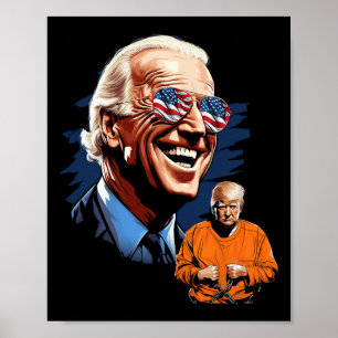 Biden lacht Trump, T-Shirt gegen Trump zu inhaftie Poster