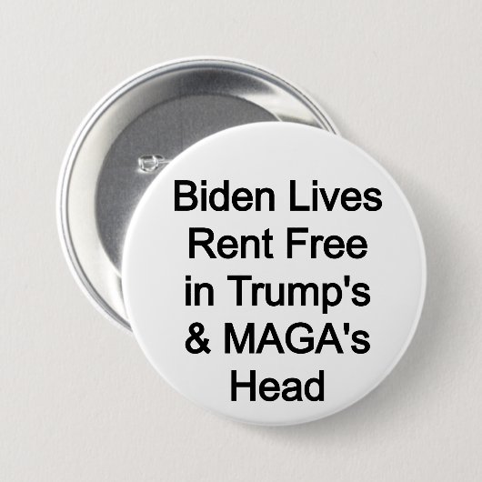 Biden lebt frei in Trumps Kopf Button (Vorne & Hinten)