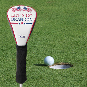 Biden Let's Go Brandon USA Flag Monogram Golf Headcover