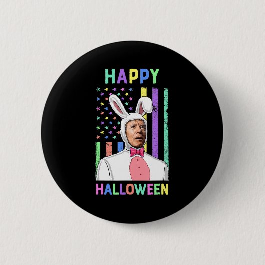 Biden Oaster Happy Halloween Bunny Joe Oaster Flag Button (Vorderseite)