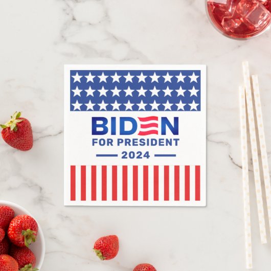 Biden Präsident 2024 Wahlen Rot und Blau Serviette (Beispiel)