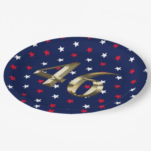 Biden President, Biden Harris 2020 Gold Blue Pappteller (Schrägansicht)