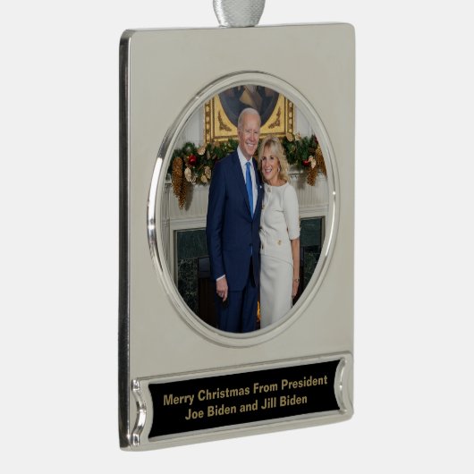 Biden Staat der Weihnachtsanschrift Gewerkschaft Banner-Ornament Silber (Rechts)
