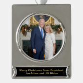 Biden Staat der Weihnachtsanschrift Gewerkschaft Banner-Ornament Silber (Vorderseite)