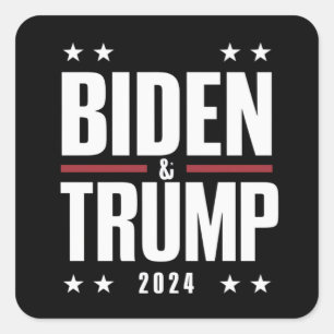 Biden Trump 2024 Lustige Wahl Präsidentschaftskand Quadratischer Aufkleber